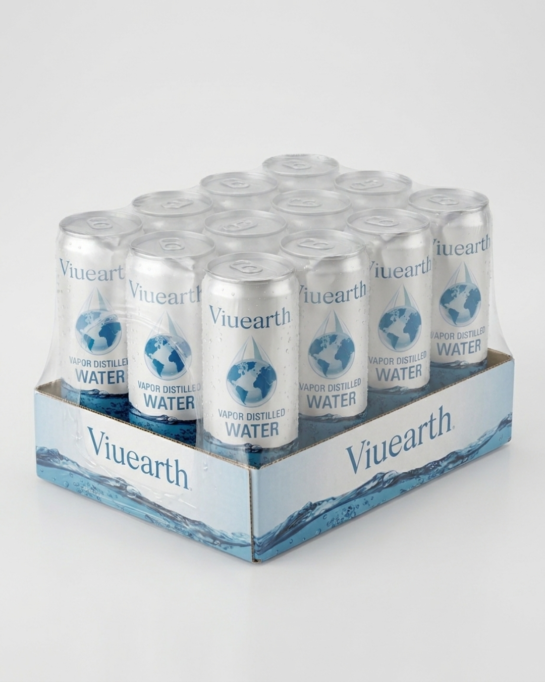 Viuearth PureCan Vapor Distilled Water – 355ml (12oz) | 12-Pack Premium Canned Water with Electrolytes